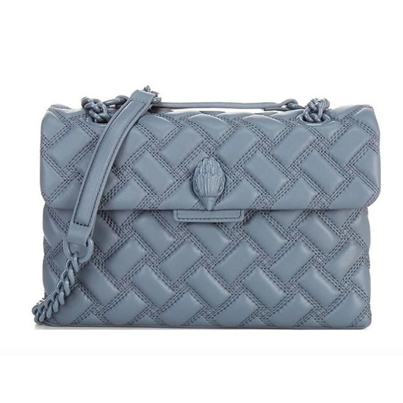 NWT Kurt Geiger London Solid Drench Large Grey Quilted Leather